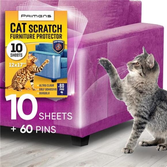 Heavy Duty Cat Scratch Deterrent Furniture Protectors for Sofa, Doors, Clear - Picture 1 of 7